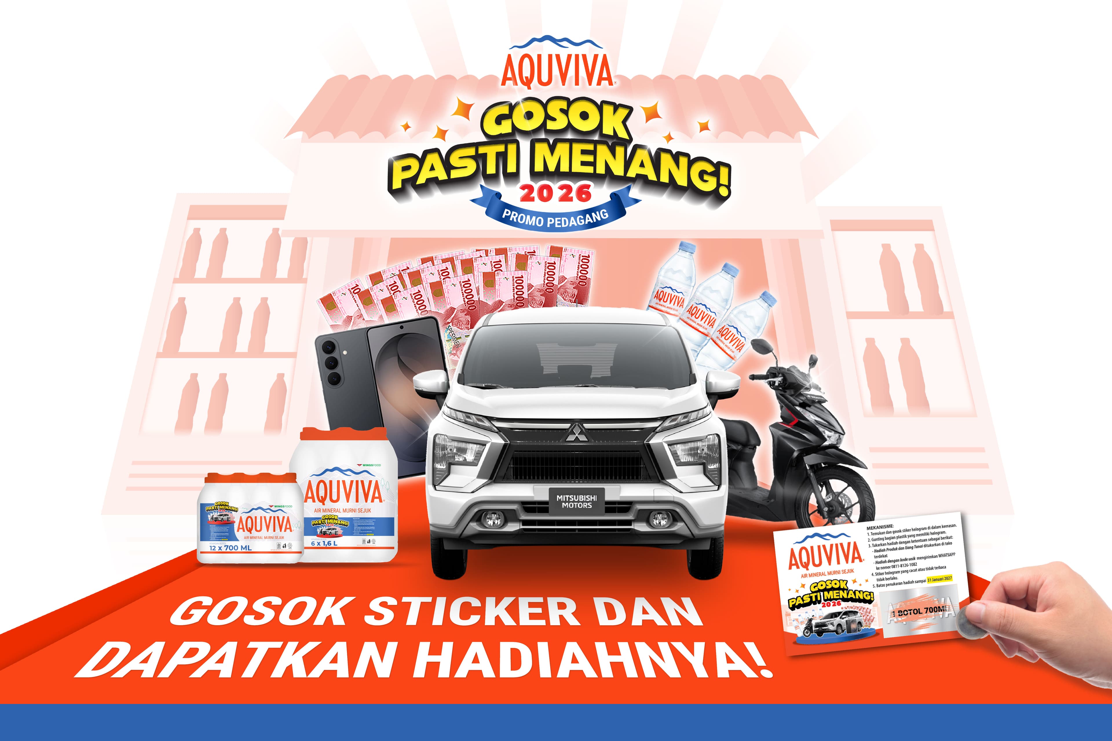 Jual AQUVIVA Makin Untung, Gosok Stiker Hologram dan Dapatkan Hadiahnya!
